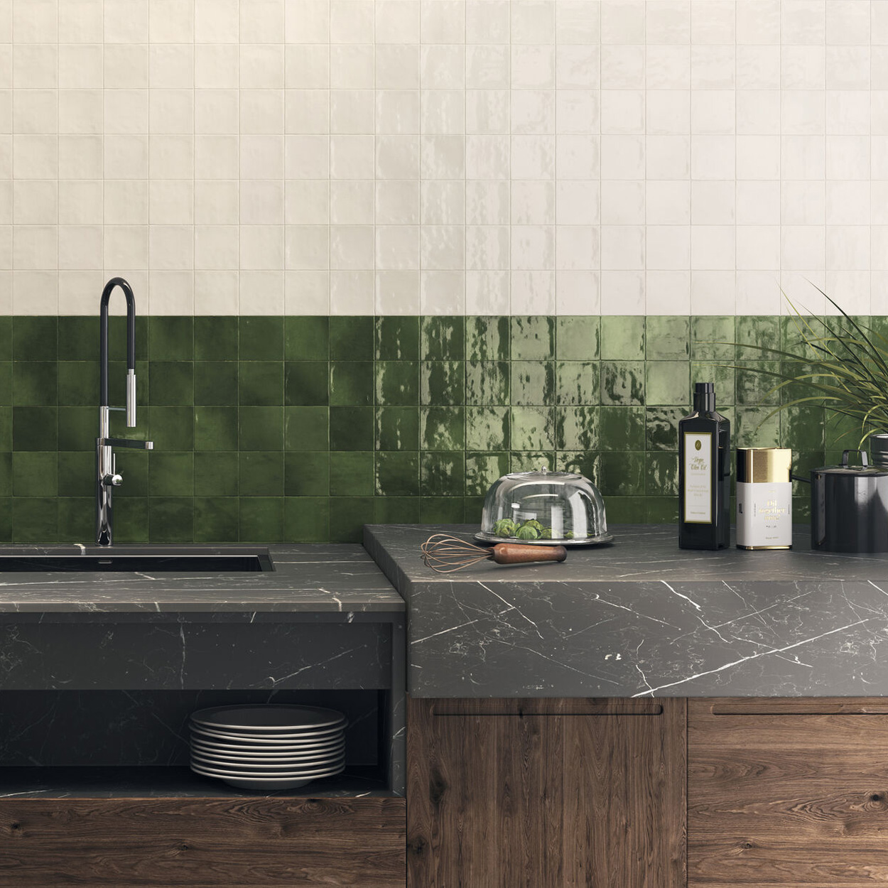Cifre Ceramica Zellige Wandtegel Olive 10x10cm
